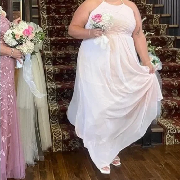 size 22 bridesmaid dress Dressime Plus Size Off The Shoulder Chiffon Bridesmaid Dress With Slit   dressime